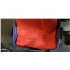 Image 2 : TOTE OF PROTECTIVE CHAPS AND STACK OF ORANGE SAFETY FLAGS