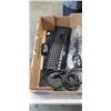 Image 4 : 2 TRAYS OF ASSORTED ELECTRONICS, CAR AMP, KEYBOARDS ETC