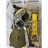 Image 3 : CRATE WITH ASSORTED HEATER, BENCH VICE, STRAP AND MORE