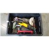 Image 1 : TOTE OF ASSORTED POWER TOOLS INCLUDING HITACHI COIL NAILER, DEWALT SAWS ALL ETC