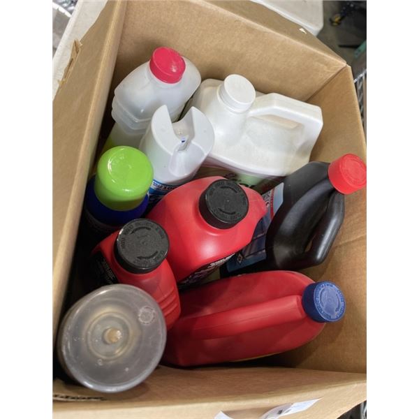 ASSORTED CLENAING AND HOUSEHOLD / SHOP FLUIDS