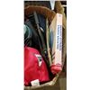 Image 3 : BOX OF CAMPING ITEMS AND YOGA MAT