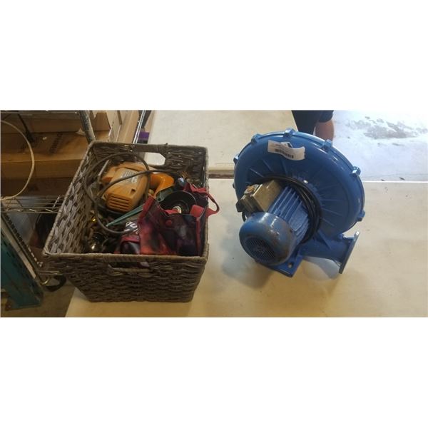 BASKET OF TOOLS AND PUMP