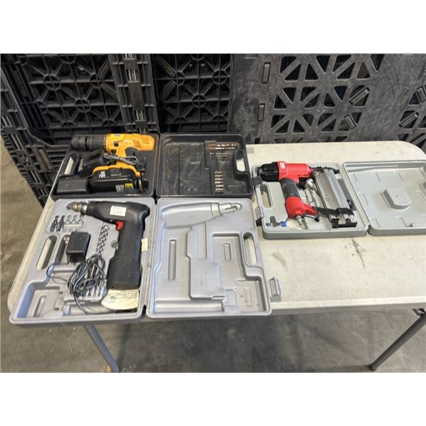 2 CASED DRILLS AND AIR NAILER