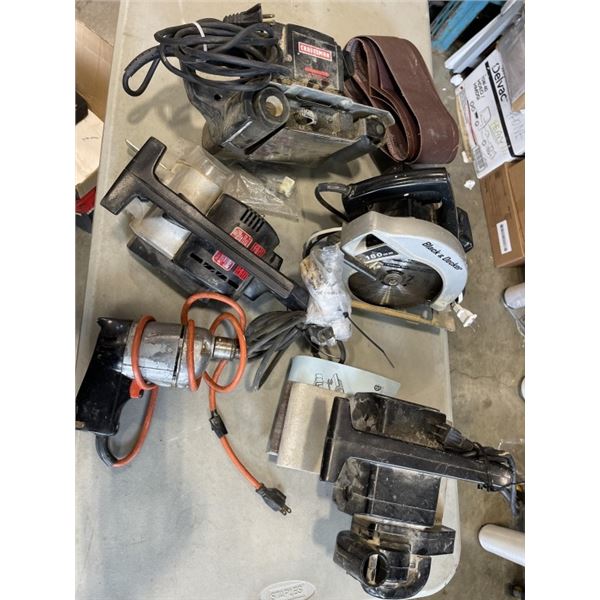 BOX OF ASSORTED POWER TOOLS