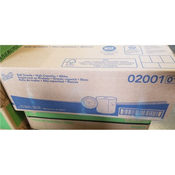CASE OF SCOTT WHITE TOWEL ROLLS - 6 ROLLS OF 950FT