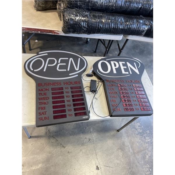 2 LED OPEN SIGNS WITH 1 POWER SUPPLY