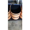 Image 3 : 3 METAL PLANTER BINS ON FOUR WHEEL METAL DOLLY