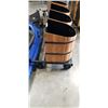 Image 4 : 3 METAL PLANTER BINS ON FOUR WHEEL METAL DOLLY