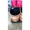 Image 2 : 3 METAL PLANTER BINS ON FOUR WHEEL METAL DOLLY