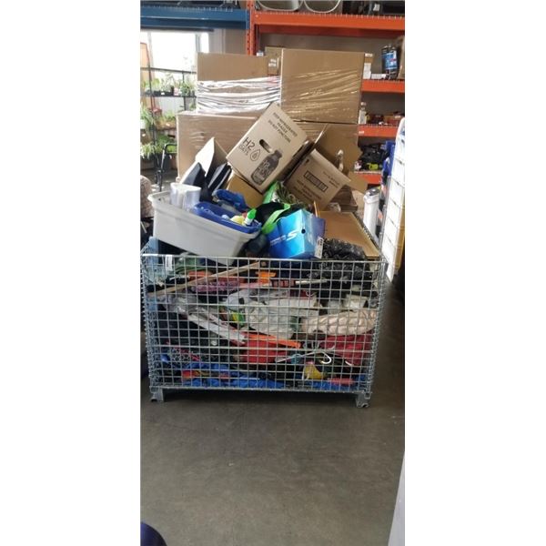 PALLET OF ASSORTED GOODS, CONTENTS OF REPOSESSSED VEHICLES, BIN NOT INCLUDED