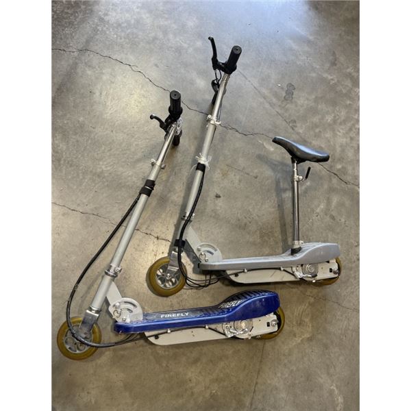2 ELECTRIC SCOOTERS - WORKING, NEEDS BATTERIES