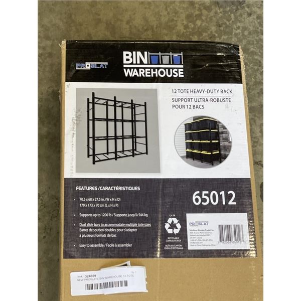NEW PROSLATE BIN WAREHOUSE 12-TOTE RACKING SYSTEM