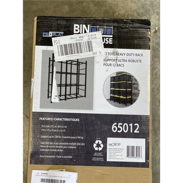 NEW PROSLATE BIN WAREHOUSE 12-TOTE RACKING SYSTEM