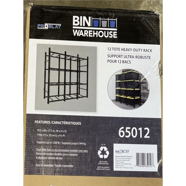 NEW PROSLATE BIN WAREHOUSE 12-TOTE RACKING SYSTEM