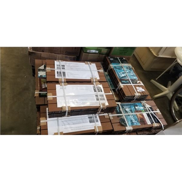 150 SQ FT ELEGANCE PREMIUM DECK TILES, TEAK FINISH, 15 PACKS OF 5 TILES, EACH TILE IS 12X24