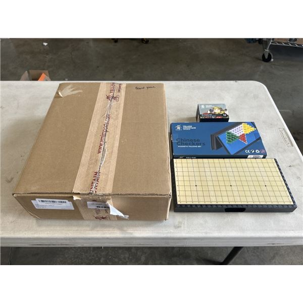 YELLOW MOUNTAIN CHINESE MAHJONG SET IN HARD CASE AND MAGNETIC GO GAME AND CHINESE CHECKERS AND MARBL