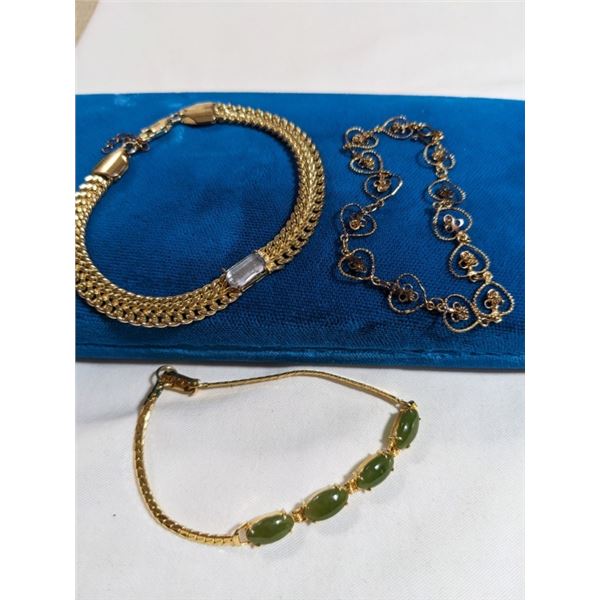 3 VINTAGE GOLD TONE BRACELETS