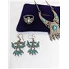 Image 2 : VINTAGE NATIVE AMERICAN RING, PAIR OF EARRINGS AND NECKLACE