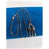 Image 1 : 925 STERLING SILVER CHAIN NECKLACE W/ 3 BLACK CORAL STONES PENDANT