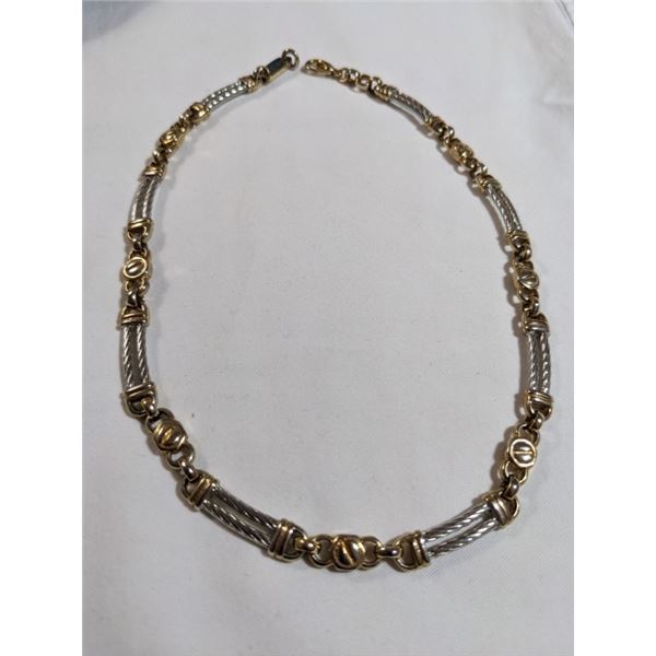VINTAGE HEAVY GOLD AND SILVER TONE CHAIN NECKLACE