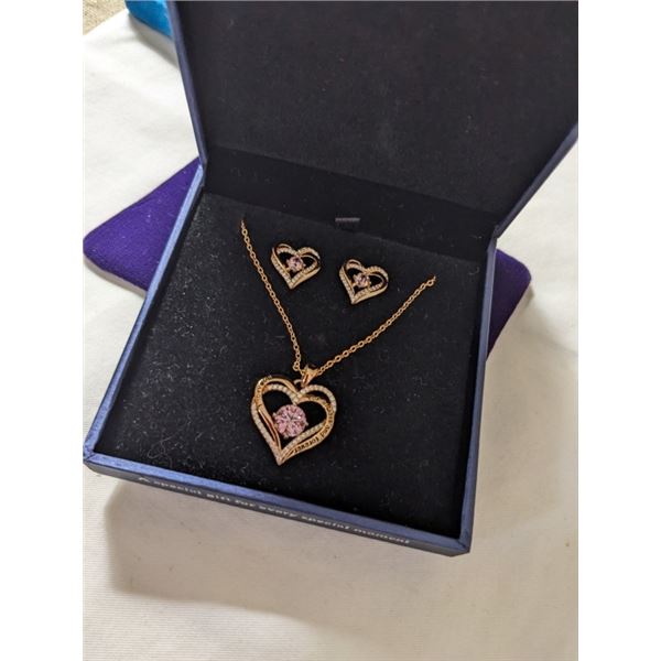 NEW GOLD VERMEIL 925 STERLING SILVER CHAIN AND PENDANT NECKLACE W/ MATCHING EARRINGS SET IN ORIGINAL