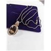 Image 1 : 925 STERLING SILVER CHAIN W/ GENUINE SMOKEY TOPAZ STONE PENDANT NECKLACE