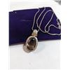 Image 2 : 925 STERLING SILVER CHAIN W/ GENUINE SMOKEY TOPAZ STONE PENDANT NECKLACE