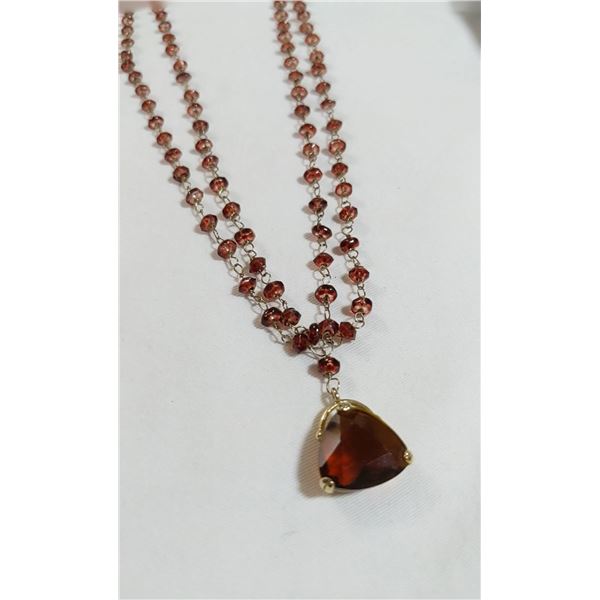 DOUBLE STRAND MONET BEADS W/ PENDANT NECKLACE