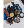Image 2 : 5 QUARTZ WATCHES, ORIGINAL LEATHER BRACELETS, BATTERIES REQUIRED