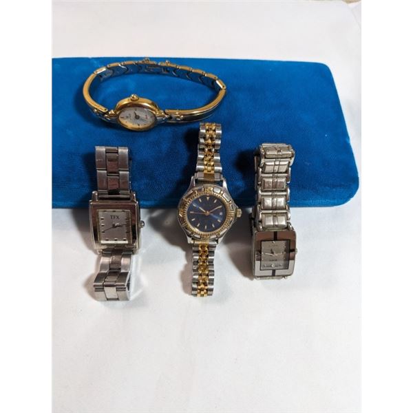 4 LADIES QUARTZ WATCHES, BATTERIES REQUIRED
