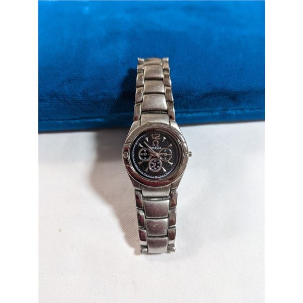 LADIES WATCH, OMEGA, QUARTZ BATTERY REQUIRED, CROWN MISSING, AS IS UNAUTHENTICATED
