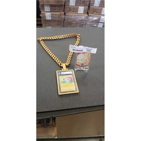GRADED POKEMON RAIKOU CARD BECKETT 9, COMES WITH 3D PRINTED CHAIN SLAB HOLDER, AND NINETAILS TOPPS M