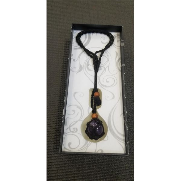 NEW AMETHYST BALL NECKLACE IN BOX