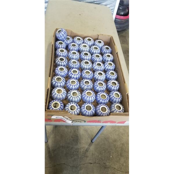 TRAY OF 40BLUE & WHITE PORCELAIN MINI VASES