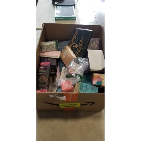 BOX OF BEAUTY PRODUCTS INCLUDING BLOOMORA STEAM EYE MASKS, 24K GOLD UNDER EYE PATCHES, CHARLOTTE TIL
