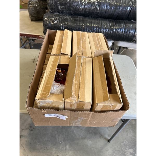 CASE OF DECORATIVE RED GLASS HANGING LANTERNS