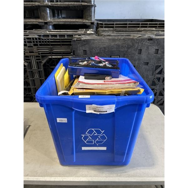 TOTE OF OFFICE SUPPLIES