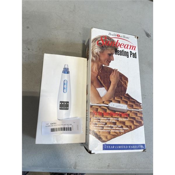 SUNBEAM HEATING PAD AND VACUUM BLACKHEAD REMOVER