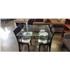 Image 1 : GLASS TOP DINETTE TABLE AND 4 SOLID WOOD CHAIRS