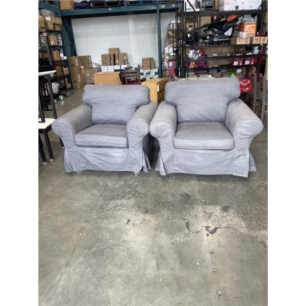 PAIR OF IKEA FABRIC GREY ARMCHAIRS