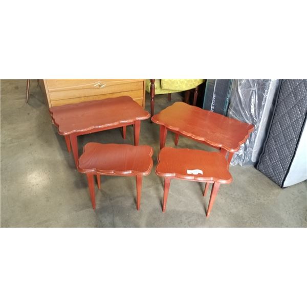 SET OF 4 VINTAGE OAK SIDE TABLES