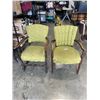 Image 1 : PAIR OF VINTAGE WOODEN ARMCHAIRS WITH GREEN FLORAL UPHOLSTERY