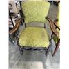 Image 2 : PAIR OF VINTAGE WOODEN ARMCHAIRS WITH GREEN FLORAL UPHOLSTERY