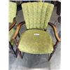 Image 3 : PAIR OF VINTAGE WOODEN ARMCHAIRS WITH GREEN FLORAL UPHOLSTERY