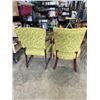 Image 4 : PAIR OF VINTAGE WOODEN ARMCHAIRS WITH GREEN FLORAL UPHOLSTERY