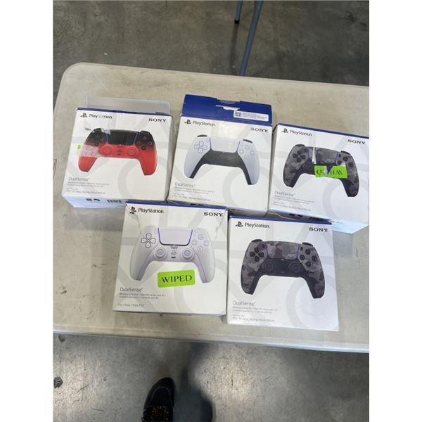 5 PLAYSTATION CONTROLLERS FOR PS5.  DEFECTIVE STORE RETURNS