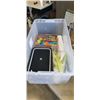 Image 1 : STORAGE TOTE WITH ASSORTED KIDS YARD TOYS AND SKULLCANDY PEAKER, DOESNT TURN ON