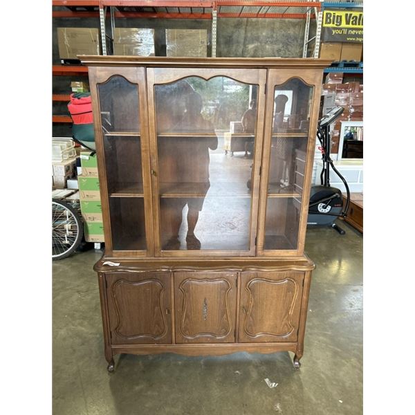 VINTAGE KNECHTEL SERVING CABINET WITH GLASS DOORS, 2 PIECE