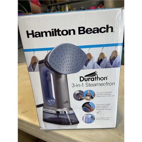 HAMILTON BEACH DURATHON 3-IN-1 STEAMER AND IRON - TESTED WORKING